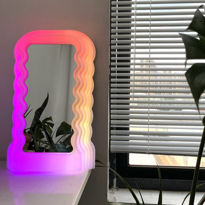 Nordic Design, Led Light Wavy Frame Mirror