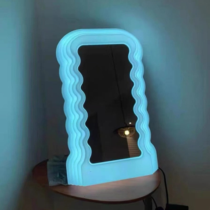 Nordic Design, Led Light Wavy Frame Mirror