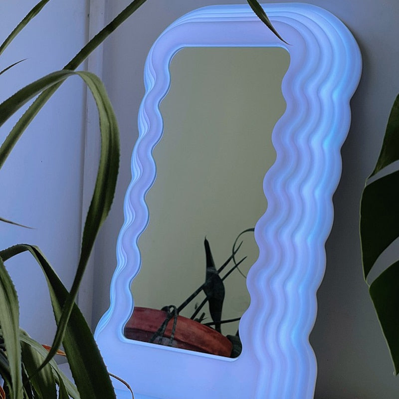 Nordic Design, Led Light Wavy Frame Mirror